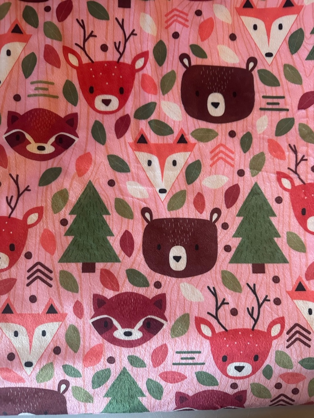 Pink Woodland Animals Plush Throw Blanket
